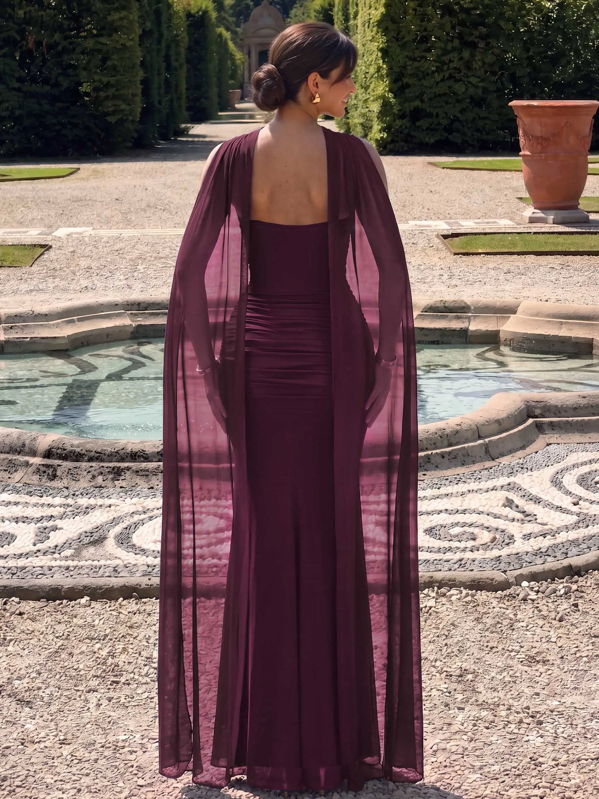 Amara Halter Maxi Dress, Burgundy back